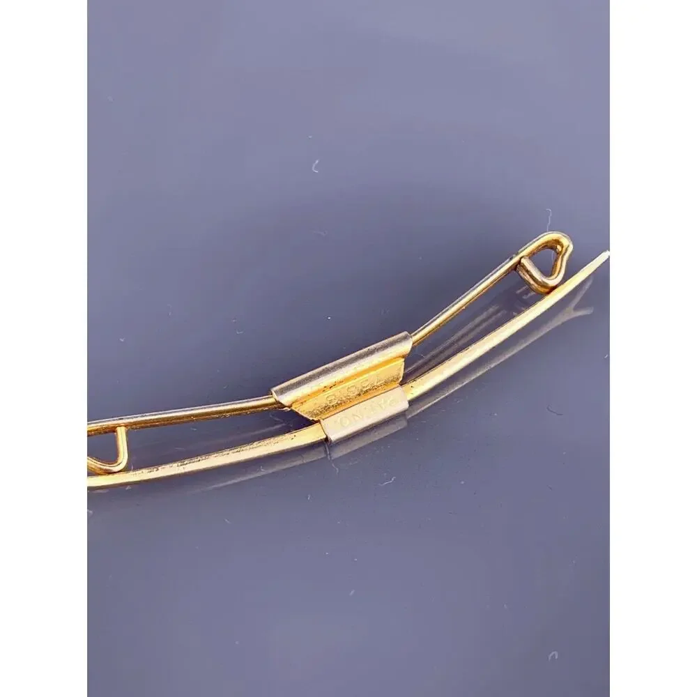 Y Wishbone Ends Gold Plated Tie Collar Bar Formal Simple Swank 2” Vintage